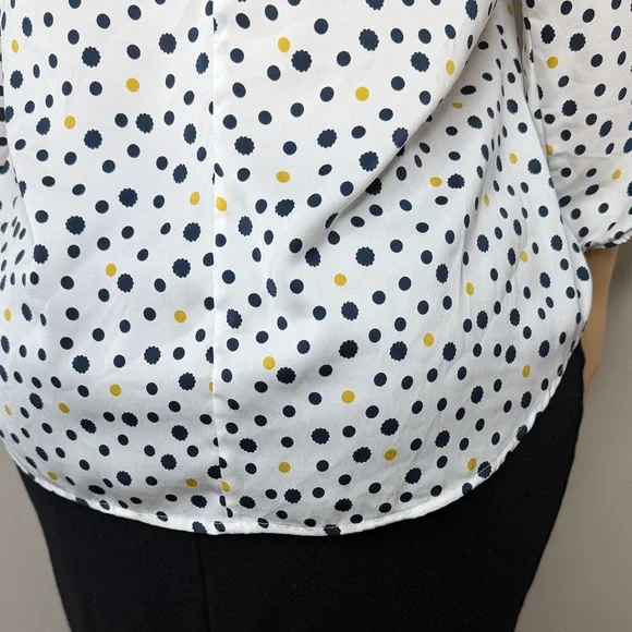 Ann Taylor Factory Polka Dot Blouse Size LP - Picture 6 of 15